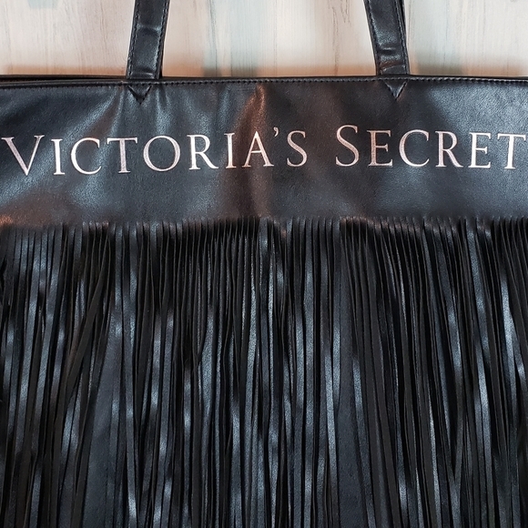 Victoria's Secret Black Fringe Tote Bag Purse - Picture 3 of 4